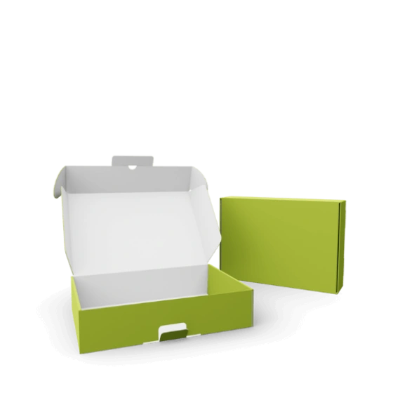 Hinged lid box with safety flap Hinged lid box with safety flap