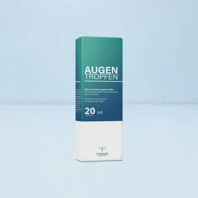Augentrofen in einer Faltschachtel