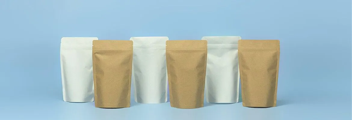 unbedruckte Standbodenbeutel als Kraftpapier