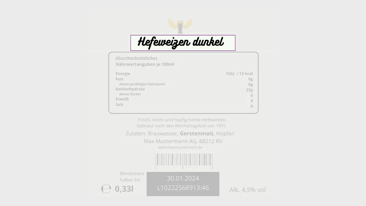 Verkehrsbezeichnung Lebensmittel