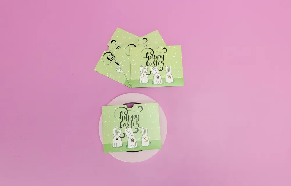 Busta per buono regalo pasquale verde e bianco Busta per buono regalo pasquale verde e bianco