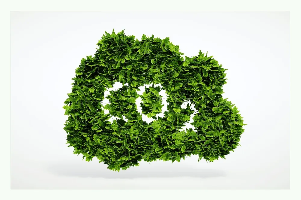 Simbolo verde CO2 formato da foglie Simbolo verde CO2 formato da foglie