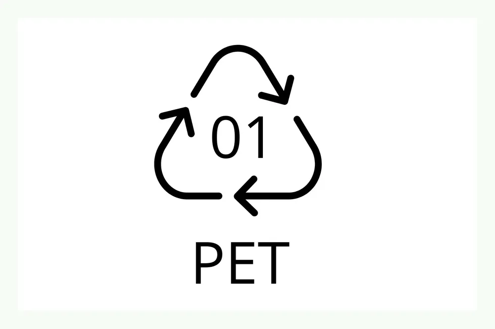 Rappresentazione del codice di riciclaggio per il materiale 01 PET Rappresentazione del codice di riciclaggio per il materiale 01 PET