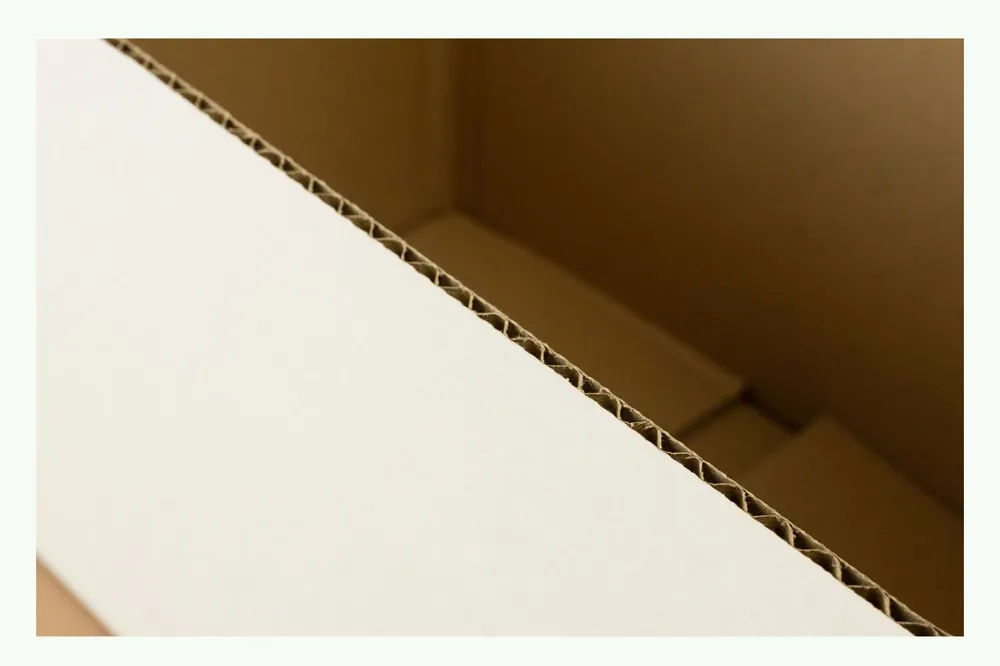 Close-up of corrugated cardboard edge in packaging Close-up of corrugated cardboard edge in packaging