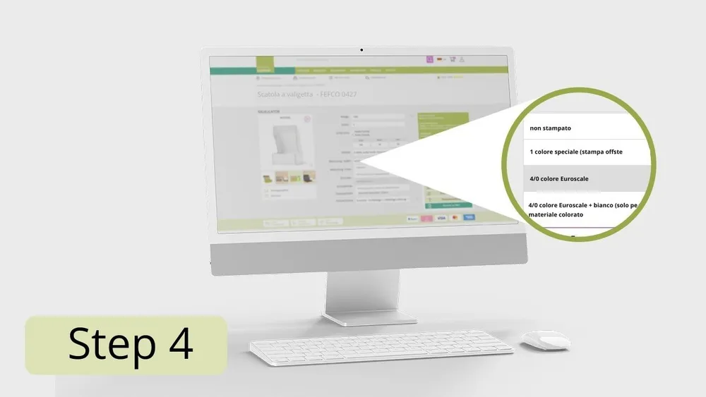 Infografica: Processo d'ordine step 4 scatola di cartone Infografica: Processo d'ordine step 4 scatola di cartone