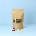 Standbodenbeutel Kraftpapier mit Fensterstreifen