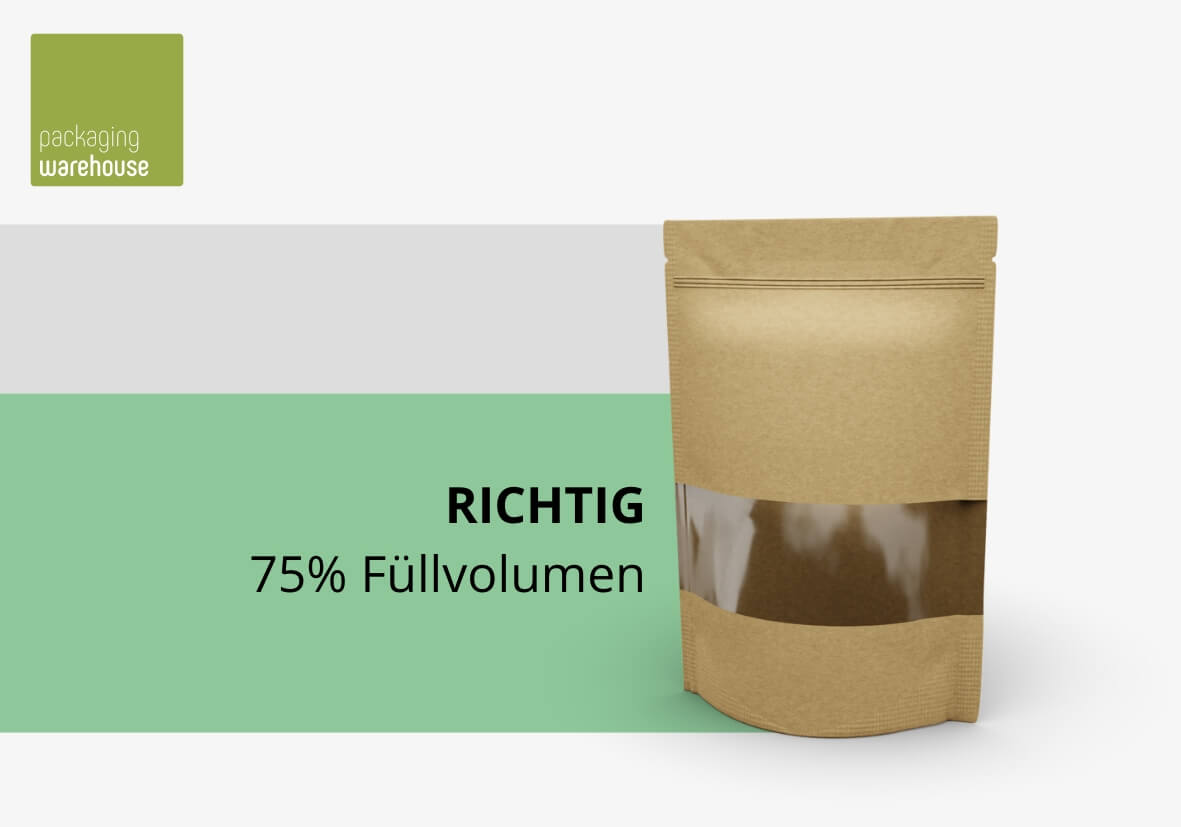 75% Füllvolumen Standbodenbeutel