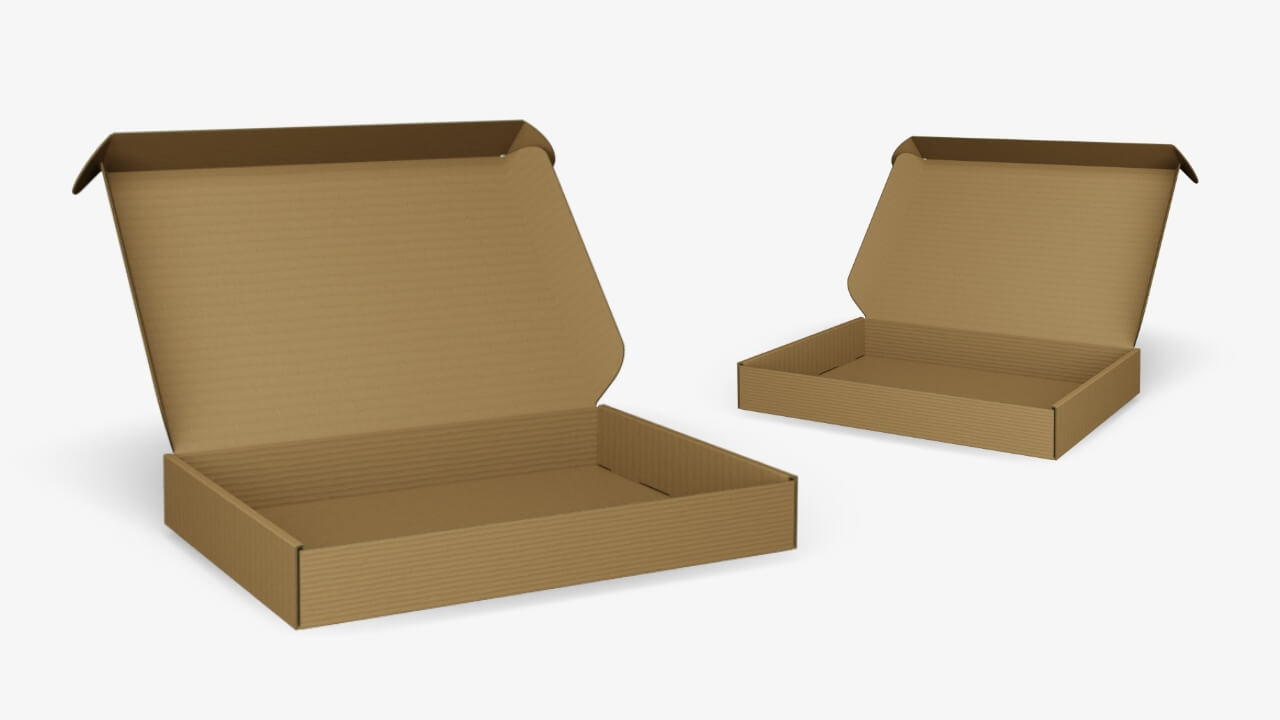 Hinged boxes made from corrugated cardboard