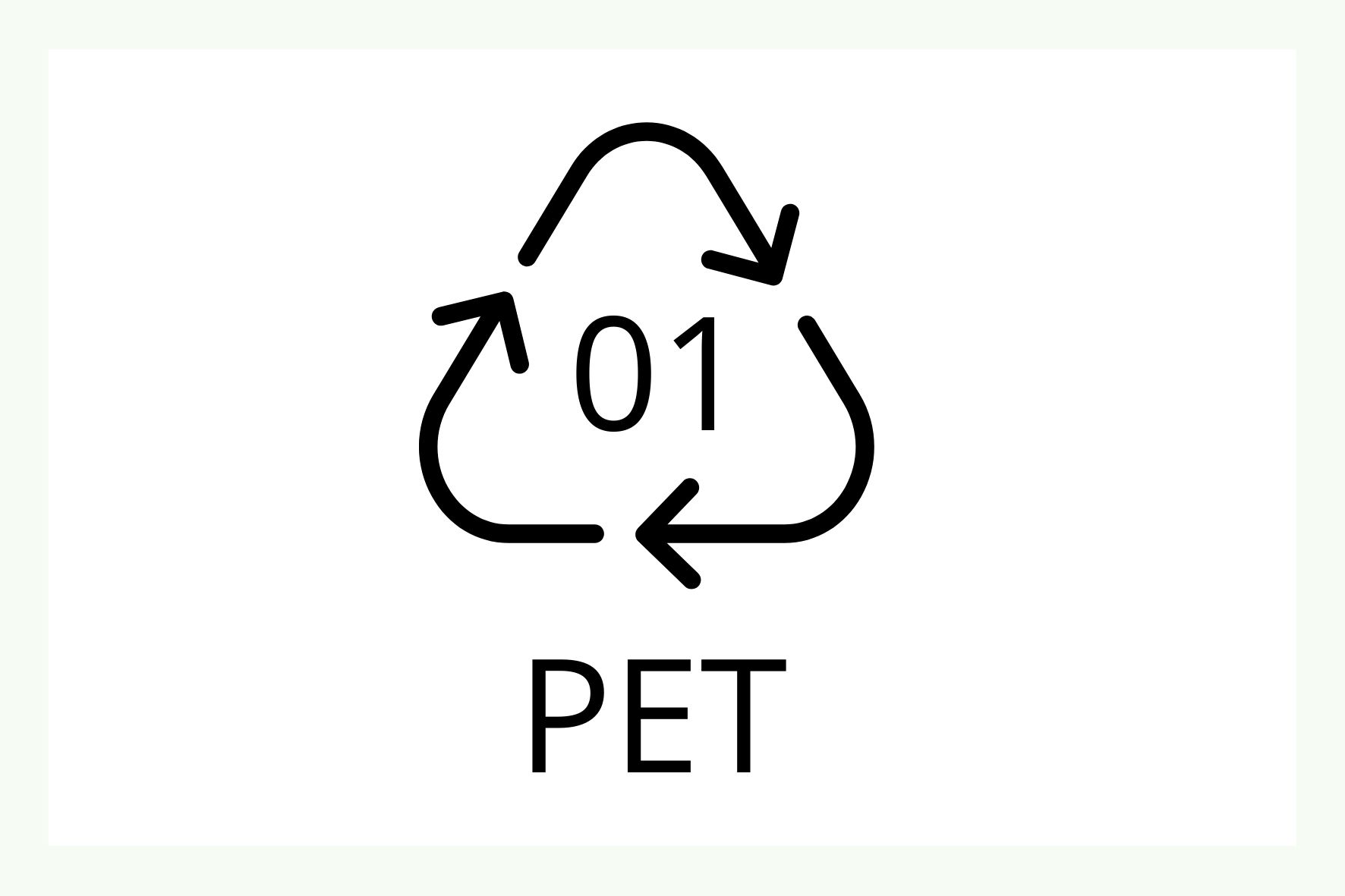 Darstellung Recyclingcode für das Material 01 PET