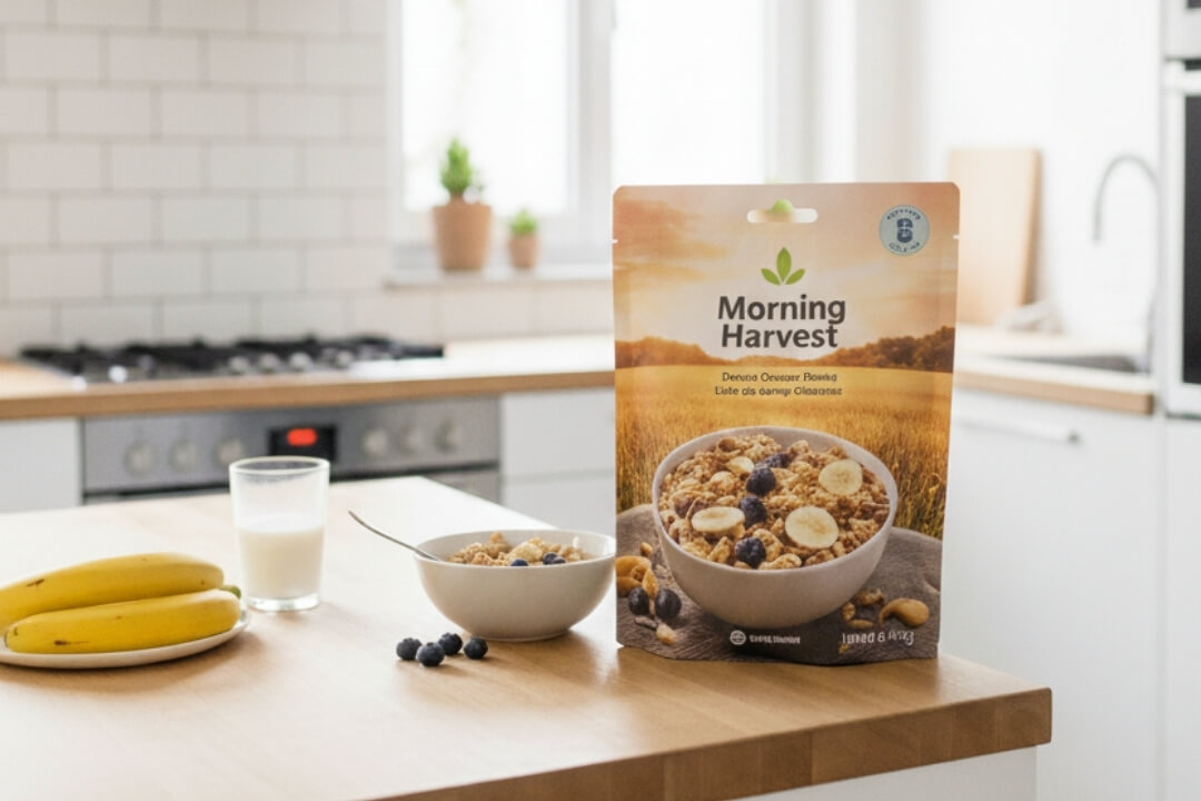 Standbodenbeutel für Müsli in Küch